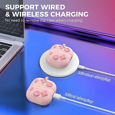 Earphone Case Cover for AirPods 4 with Cleaning Kit Retro Handheld Game Console Design