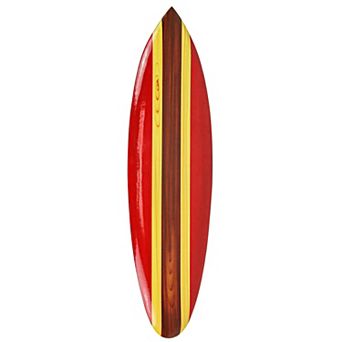 32 Inch Wooden Surfboard Decorative Wall Hanging Beach Decor - Red