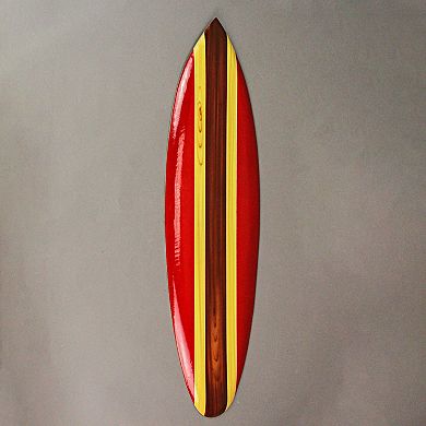 32 Inch Wooden Surfboard Decorative Wall Hanging Beach Decor - Red