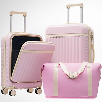 Front-Opening Travel Luggage Set, USB Charging (3 pc Hynes Eagle