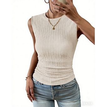 Zeagoo Women's High Neck Casual Business Slim Fitted Ribbed Basic Tank Tops Summer Sleeveless Shirts