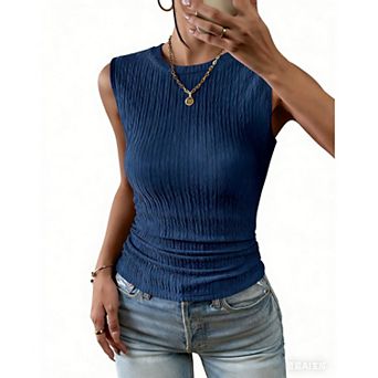Zeagoo Women's High Neck Casual Business Slim Fitted Ribbed Basic Tank Tops Summer Sleeveless Shirts