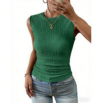 Zeagoo Women's High Neck Casual Business Slim Fitted Ribbed Basic Tank Tops Summer Sleeveless Shirts