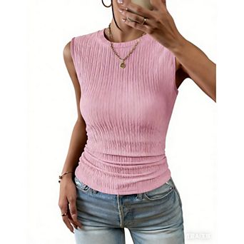 Zeagoo Women's High Neck Casual Business Slim Fitted Ribbed Basic Tank Tops Summer Sleeveless Shirts