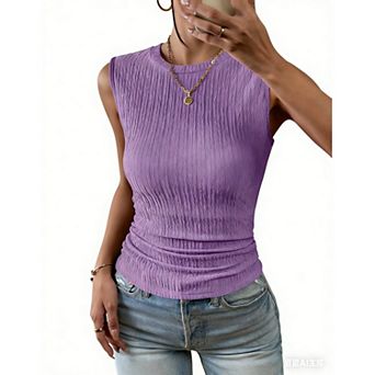 Zeagoo Women's High Neck Casual Business Slim Fitted Ribbed Basic Tank Tops Summer Sleeveless Shirts