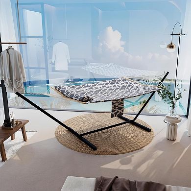 2 Person Outdoor Hammock with Stand, Balance Rope, 450 LBS Capacity，Patio, Backyard, Beach