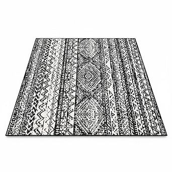 Boho Vintage Washable Rug, Non Slip Low-Pile Geometric Carpet for Living Room Bedroom Dining Room