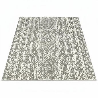 Boho Vintage Washable Rug, Non Slip Low-Pile Geometric Carpet for Living Room Bedroom Dining Room