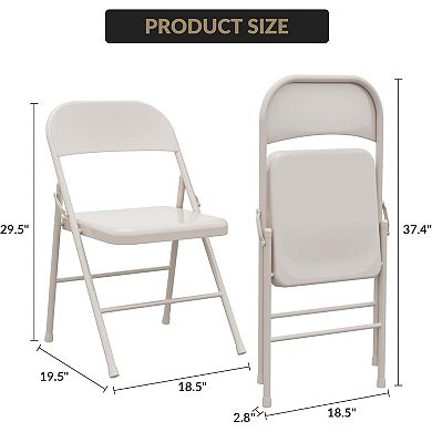 Folding Chairs Set of 4, Steel Frame Foldable Chairs for Home Office Party Bedroom