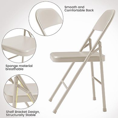 Folding Chairs Set of 4, Steel Frame Foldable Chairs for Home Office Party Bedroom