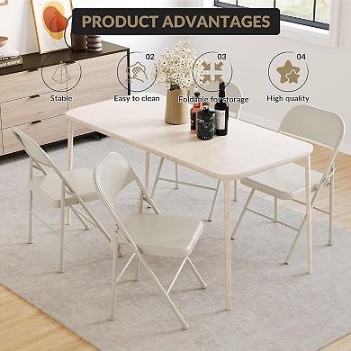 Folding Chairs Set of 4, Steel Frame Foldable Chairs for Home Office Party Bedroom