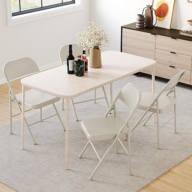 Folding Chairs Set of 4, Steel Frame Foldable Chairs for Home Office Party Bedroom