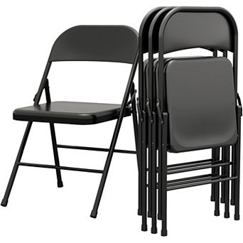 Folding Chairs Set of 4, Steel Frame Foldable Chairs for Home Office Party Bedroom