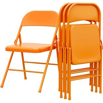 Folding Chairs Set of 4, Steel Frame Foldable Chairs for Home Office Party Bedroom