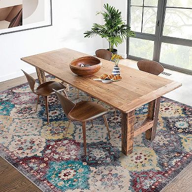 Washable Vintage Rug, Machine Washable Rectangle for Living Room Bedroom Kitchen Office