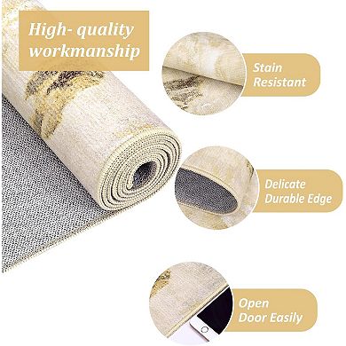 Modern Geometric Runner Rug, Non-Slip Rubberback Carpet for Hallway Bedroom Living Room