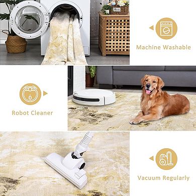 Modern Geometric Runner Rug, Non-Slip Rubberback Carpet for Hallway Bedroom Living Room