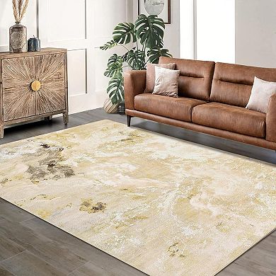 Modern Geometric Runner Rug, Non-Slip Rubberback Carpet for Hallway Bedroom Living Room