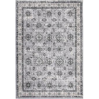 Vintage Washable Rug, Stain Resistant Soft Low Pile Foldable Thin Carpet for Living Room Bedroom
