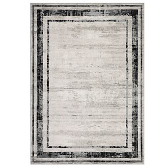 Modern Bordered Washable Rug, Non Slip Stain Resistant Carpet for Living Room Dining Room Bedroom