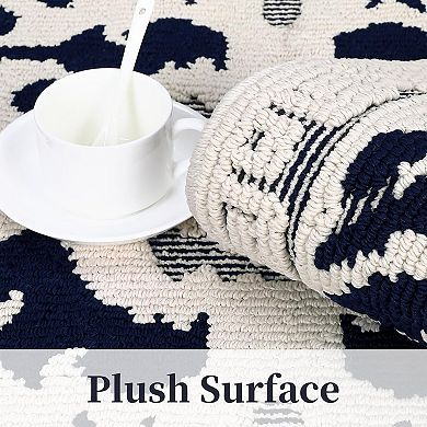 Vintage Medallion Runner Rug, Non-Slip Floral Textured Low Pile Rug for Entryway Hallway Kitchen