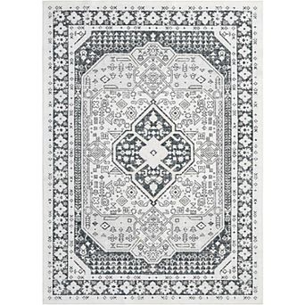 Vintage Washable Area Rug, Non-Slip Low Pile Soft Carpet for Living Room Kitchen Dining Room
