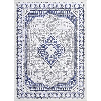 Vintage Washable Area Rug, Non-Slip Low Pile Soft Carpet for Living Room Kitchen Dining Room