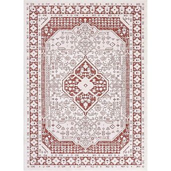 Vintage Washable Area Rug, Non-Slip Low Pile Soft Carpet for Living Room Kitchen Dining Room