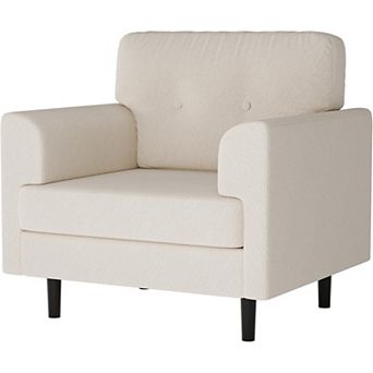Modern Accent Chair, Linen Upholstered Armrest Chair for Living Room Bedroom Office
