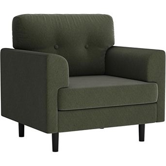 Modern Accent Chair, Linen Upholstered Armrest Chair for Living Room Bedroom Office