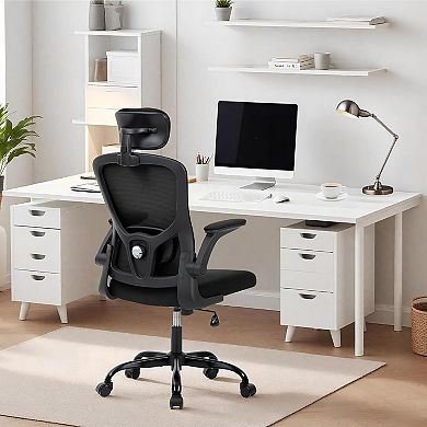 Mesh Office Chair, High Back Adjustable Headrest & Reclining Design for Bedroom Home Office