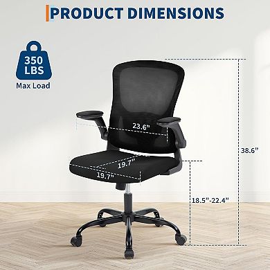 Mesh Office Chair with Flip-Up Armrests, Executive Computer Chair for Home Office Bedroom