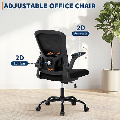 Mesh Office Chair with Flip-Up Armrests, Executive Computer Chair for Home Office Bedroom
