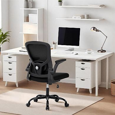 Mesh Office Chair with Flip-Up Armrests, Executive Computer Chair for Home Office Bedroom