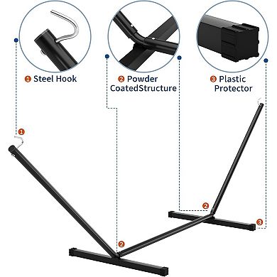 Double Hammock with Stand, 450 lbs Capacity, Adjustable Portable Hammock Chair