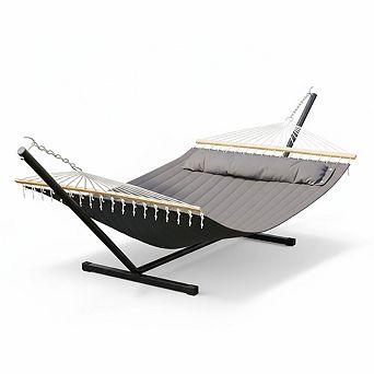 Double Hammock with Stand, 450 lbs Capacity, Adjustable Portable Hammock Chair