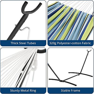 Double Hammock with 9-Foot Space Saving Steel Stand and Carrying Case, 450 Lb Capacity