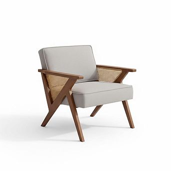 Accent Chair, Mid Century Modern Linen Chair for Living Room Bedroom Balcony