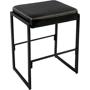 Bar Stools, Waxy Leather Counter Height Stools for Kitchen Island Home Bar Bedroom, Black