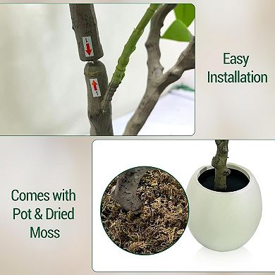 Artificial Jasmine Tree with Pot, Lifelike Faux Tree for Indoor Outdoor Home Office