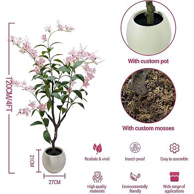 Artificial Jasmine Tree with Pot, Lifelike Faux Tree for Indoor Outdoor Home Office