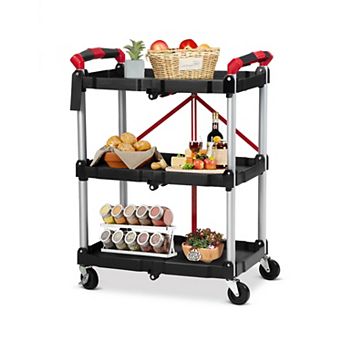 Collapsible Black Utility Cart, Multi-Purpose Storage Hand Truck