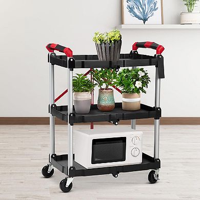 Collapsible Black Utility Cart, Multi-Purpose Storage Hand Truck