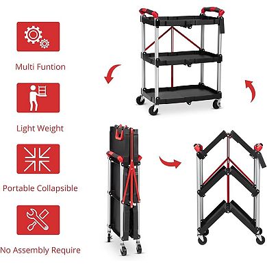 Collapsible Black Utility Cart, Multi-Purpose Storage Hand Truck