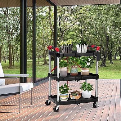 Collapsible Black Utility Cart, Multi-Purpose Storage Hand Truck