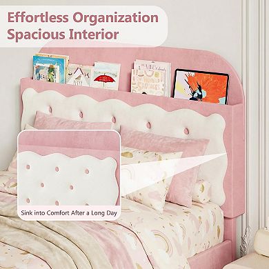 Full Metal Platform Bed Frame with Decorative Headboard & Footboard, Steel Slats