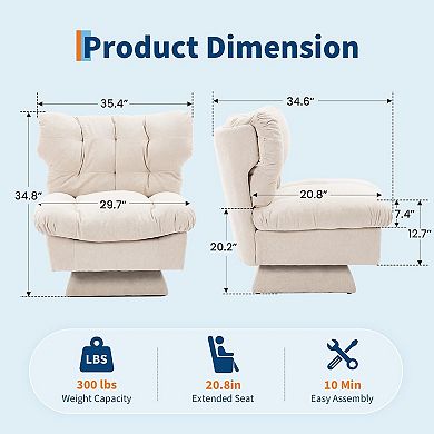ANIXOL Chenille Swivel Accent Lounge Chair