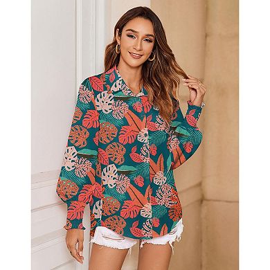 Zeagoo Women's Striped Printed Lantern Long Sleeve Blouses Smocked Cuff Business Work Tops