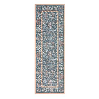 Floral Area Rug,Soft Low-Pile Living Room Rug Machine Washable Non-Slip Vintage Botanical Aesthetic