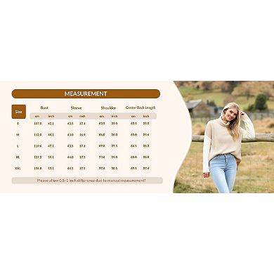 Zeagoo Women's Turtleneck Sweater, Color Block Knit Long Sleeve Lightweight Pullover